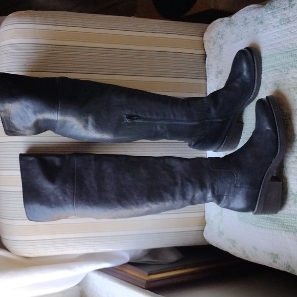 Vic Black Over-the-Knee Leather Boots 37.5